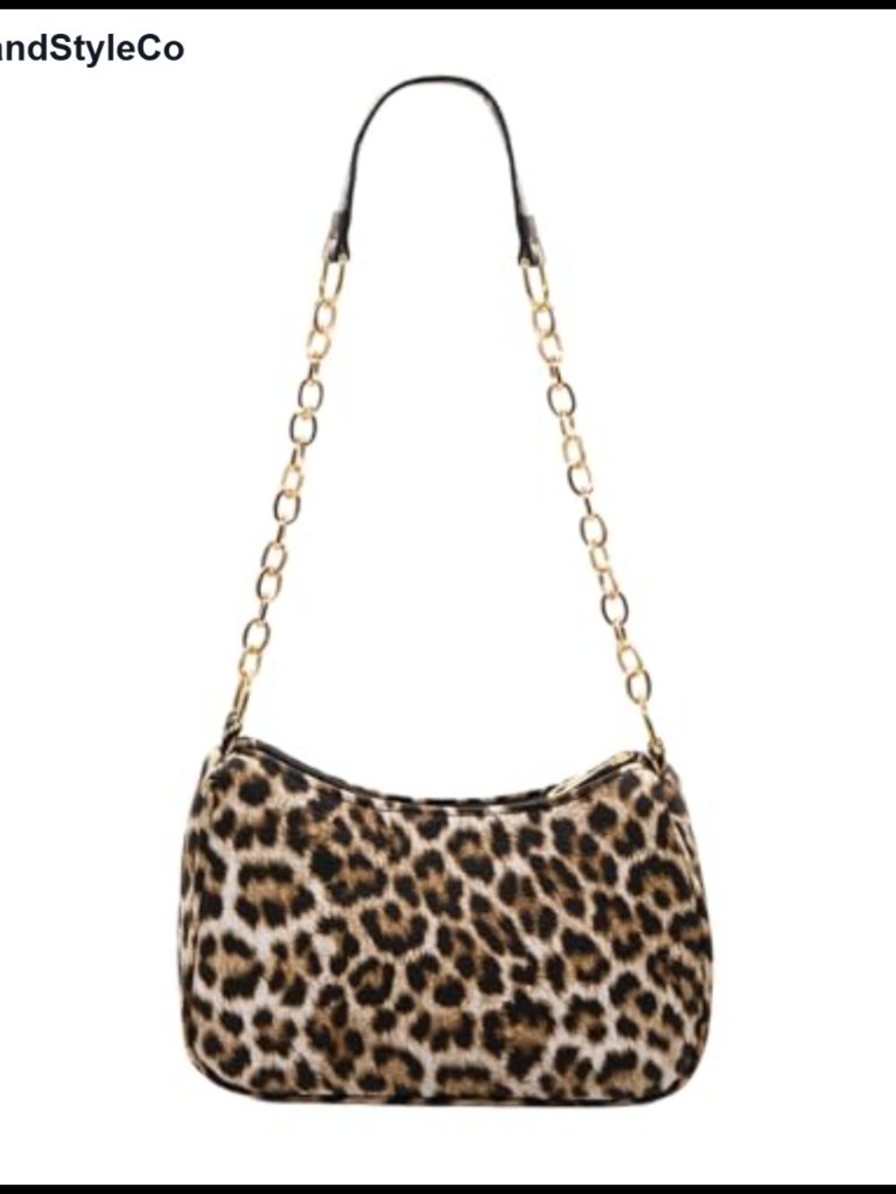 Leopard Print PU Leather Shoulder Bag Y2K Clutch Tote Chain Strap